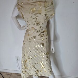 Elegant Gold and Cream Women's Dress